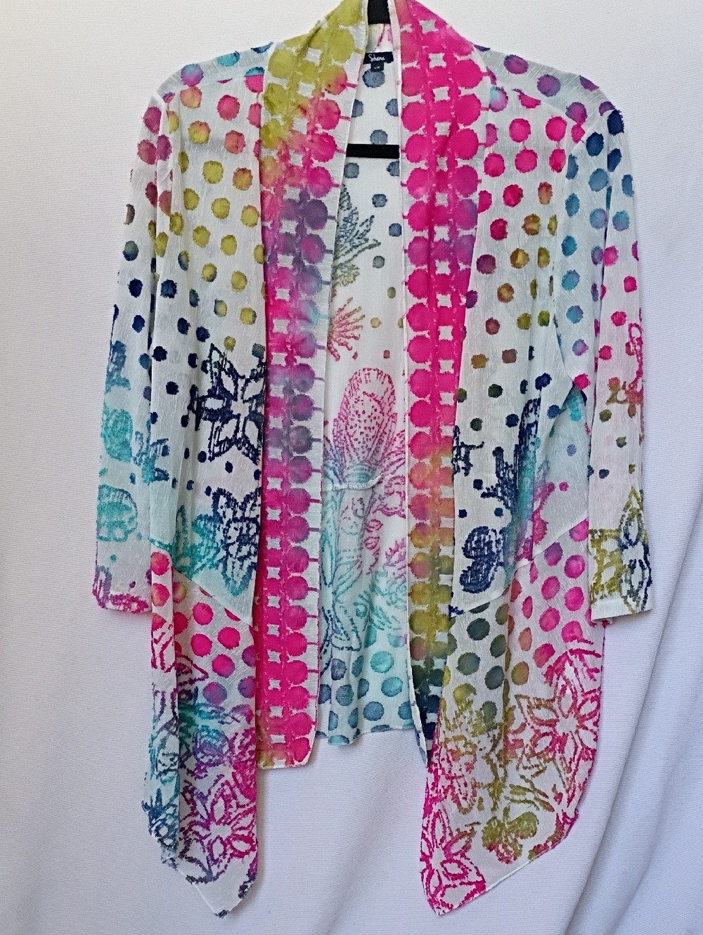 Shana Open Front Colorful Watercolor Top